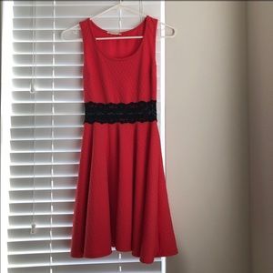 Salmon dress w/ black lace